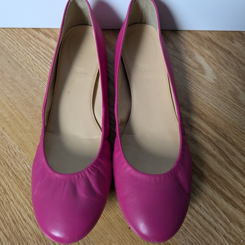 J. Crew Cece fuchsia pink leather ballet flats size 9